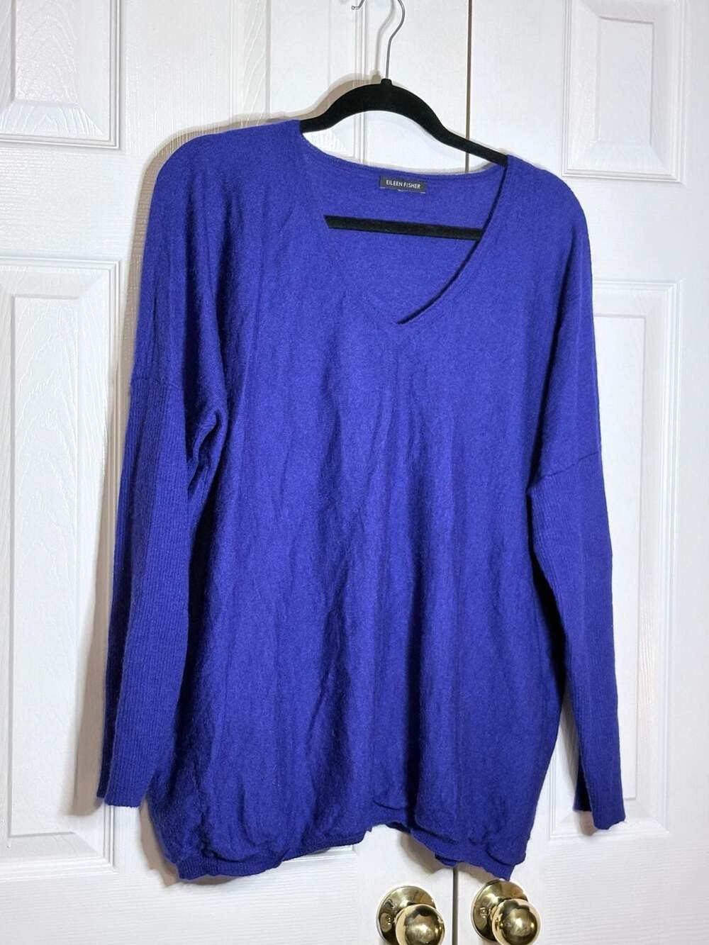 Eileen Fisher 100% Royal Alpaca V-Neck Boxy Sweater #816 - Picture 6 of 7